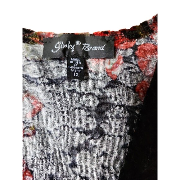 Slinky Brand Whimsigoth Floral Velvet Burnout Kimono Womens Plus Size 1X Black - Picture 5 of 9